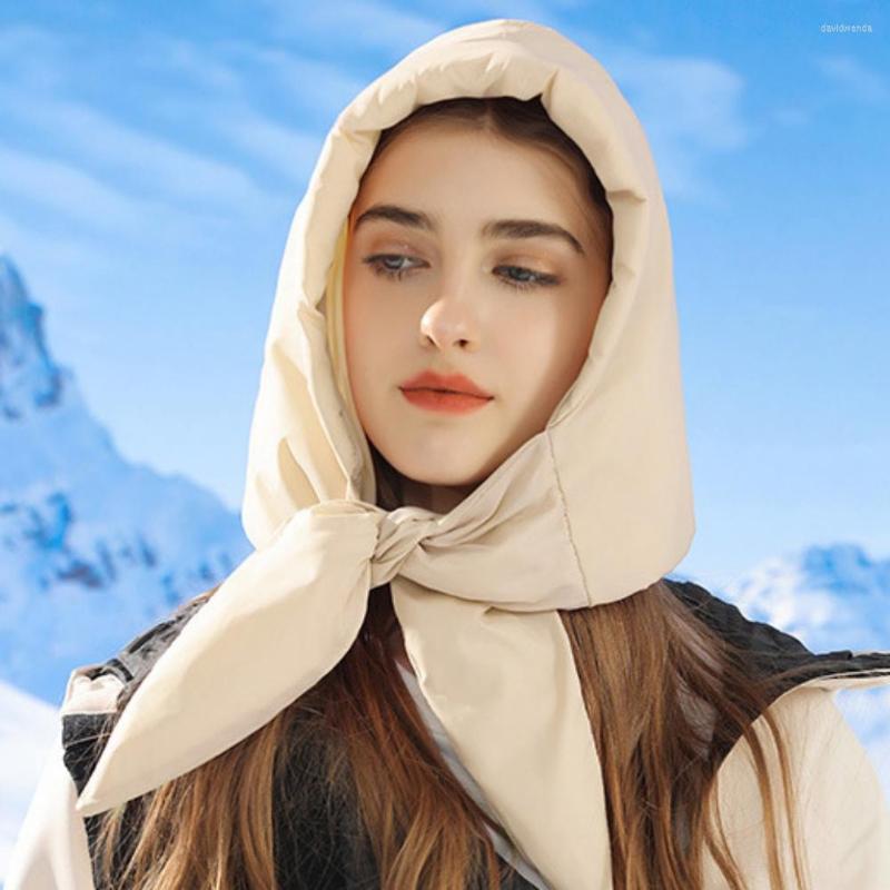 

Berets Winter Warm Down Cotton Trapper Hat For Women 2in1 Windproof Adjustable Outdoor Cycling Skating Ear Protection Scarf Bomber, A3