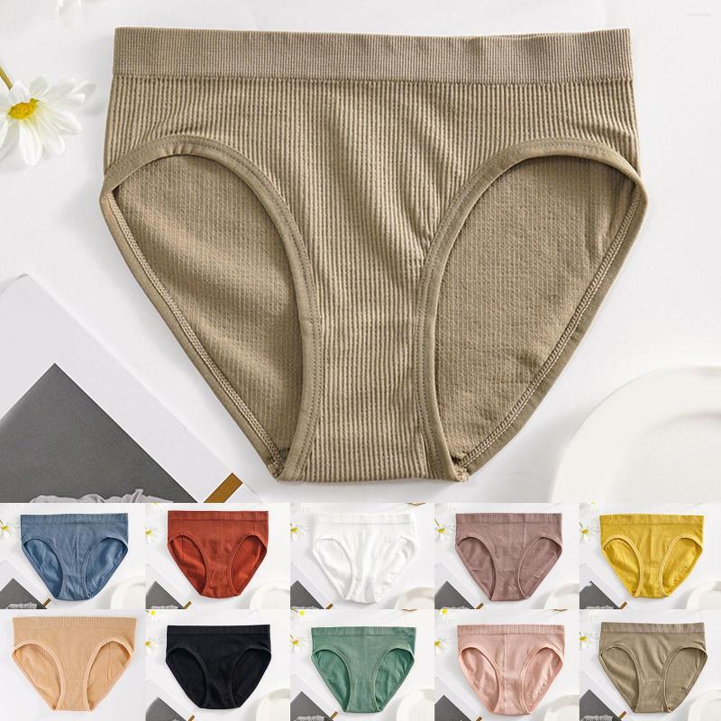 

Women's Panties Plus Size Thongs Lot Women Mid Waist Solid Color Ribbed Cotton File Sexy Breathable Seamless Briefs Tail Underwear, Pink