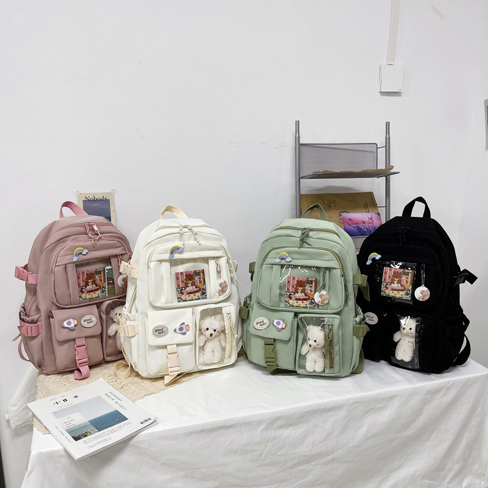

Waist Bags Vintage Preppy Style Women Patchwork Solid Color Backpack Leisure School Students Large Knapsacks Fashion Handbags 230220, Black