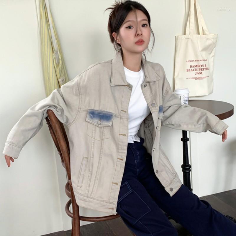 

Women's Jackets 2023 Autumn Coat For Women Washing Beige Apricot Chaopai Ins American Retro Lovers Leisure Time