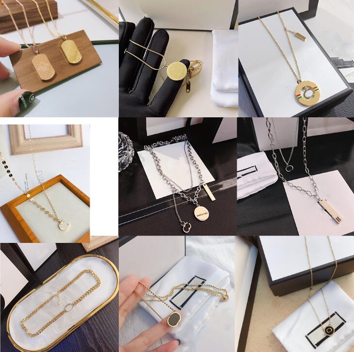 

20style Luxury Design Necklace 18K Gold Plated Stainless Steel Necklaces Choker Chain Letter Pendant Fashion Women Wedding Jewelry Accessories