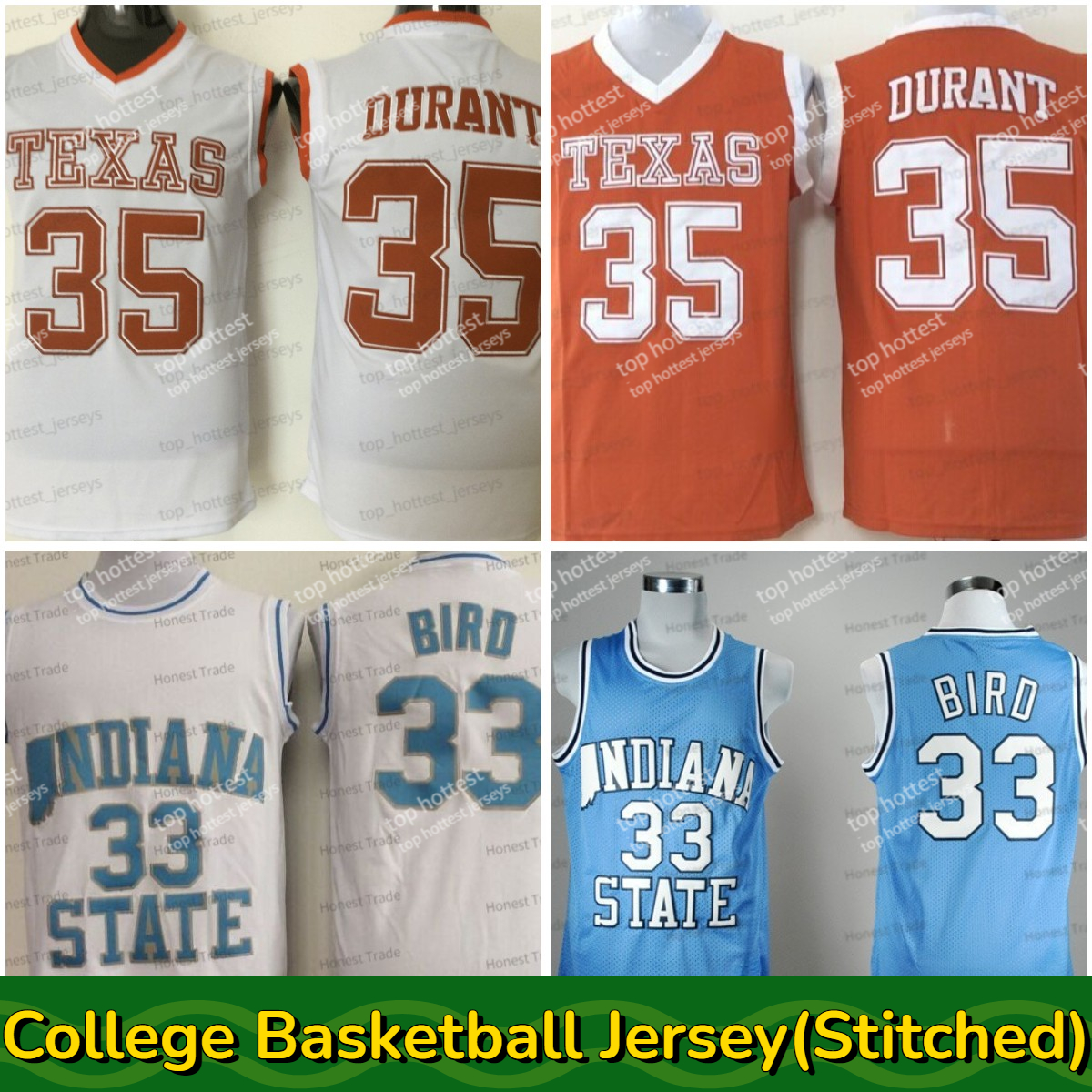 

Indiana State Sycamores 33 Larry Bird Basketball Jersey Texas Longhorns 35 Durant White Blue Orange College Basketball Jerseys Mens, 33 bird blue