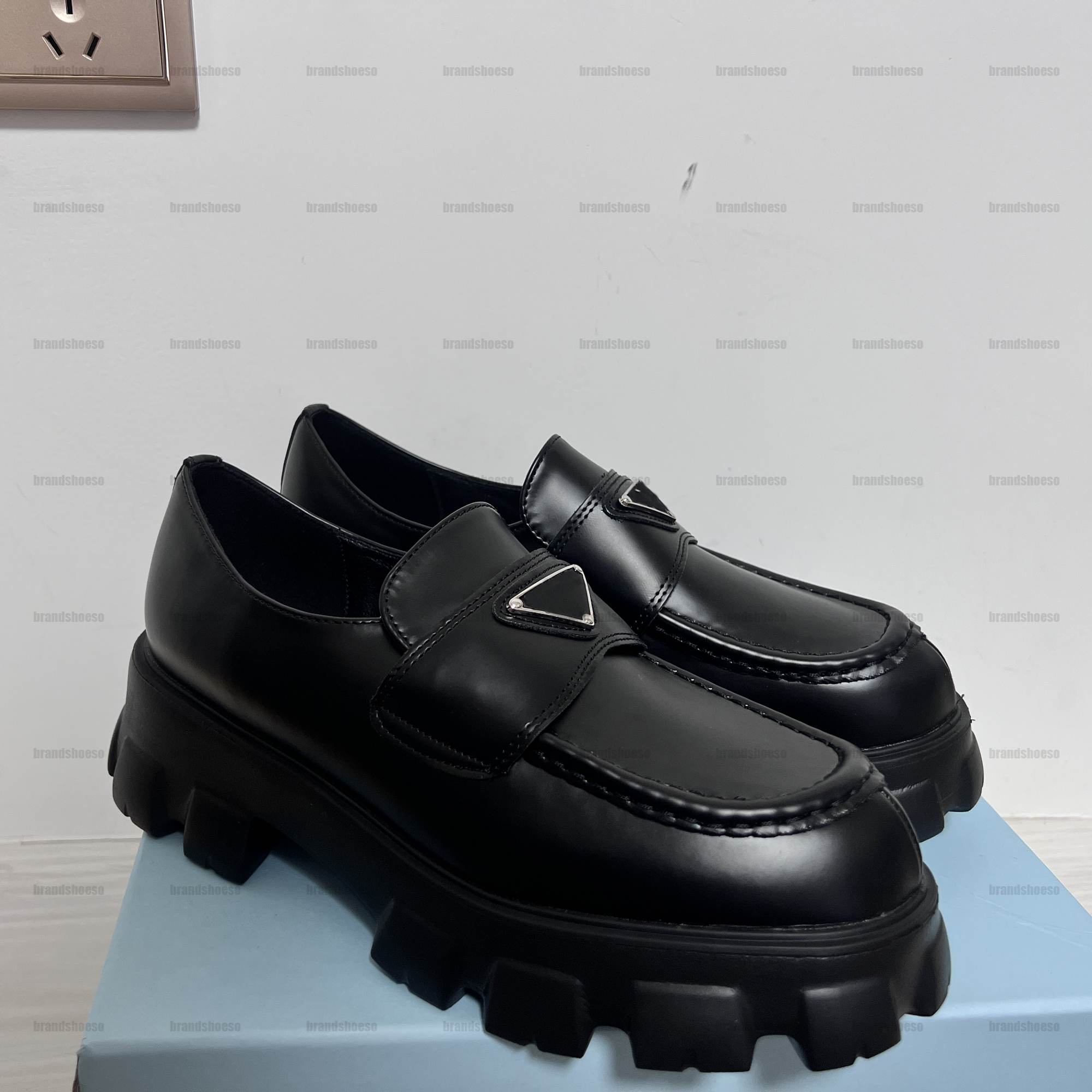 

Designer Casual Slippers Shoes Women loafer prada pradas Shoes Soft Cowhide Thick Sole Rubber Luxury Platform Leather Sneakers Leisure Dress Round Toe, 12