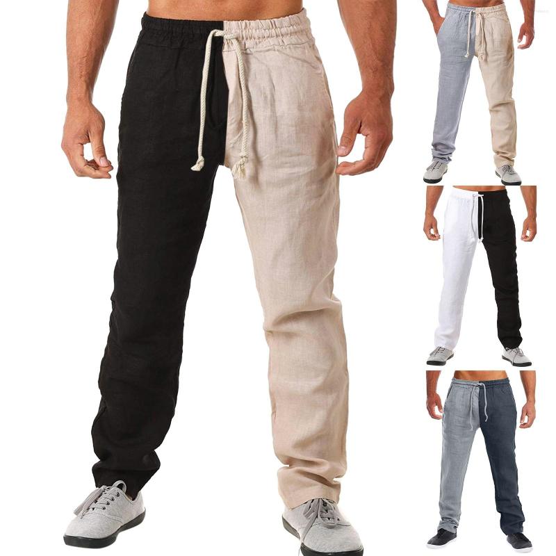 

Men's Pants Men Spring And Summer Pant Casual All Color Matching Cotton Linen Loose Trouser Fashion Beach, Black