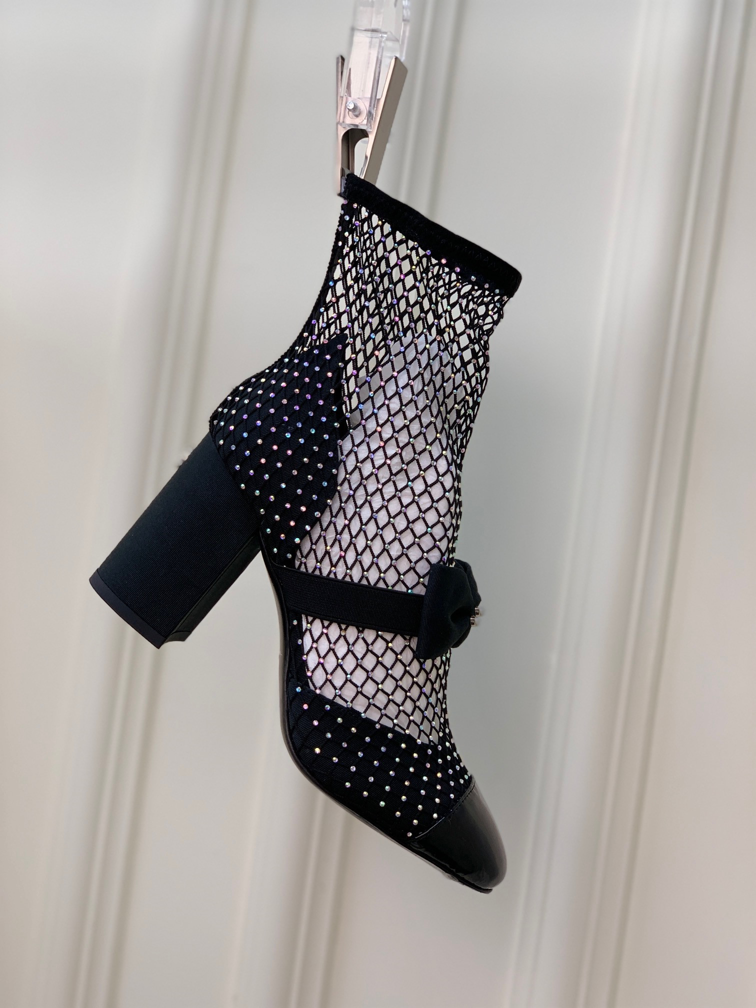 

Lace Sandals Carved air Heel boots short autumn top Roman thick cowhide high cylinder yarn cool, Black 5.5 cm