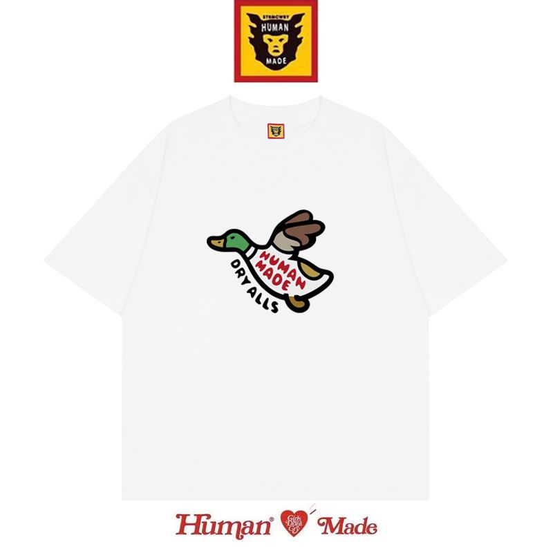 

Men's T-Shirts HUMAN MADE Japanese niche trendy brand fun short-sleeved men's and women's pure cotton round neck loose printed half-sleeved bottoming shirt
