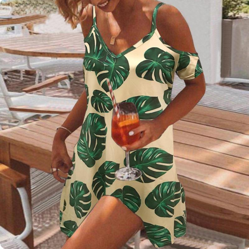 

Party Dresses 2023 Summer Women' Casual Loose Sling Dress Fashion Commuter Hollow Short Sleeve Sexy Female And Lady Cloth