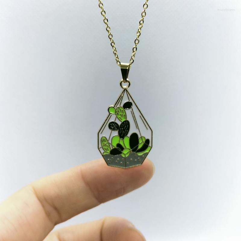 

Pendant Necklaces Yungqi Korean Fashion Potted Cactus Necklace For Women Golden Color Statement Chain Jewelry Gifts Wholes Collar