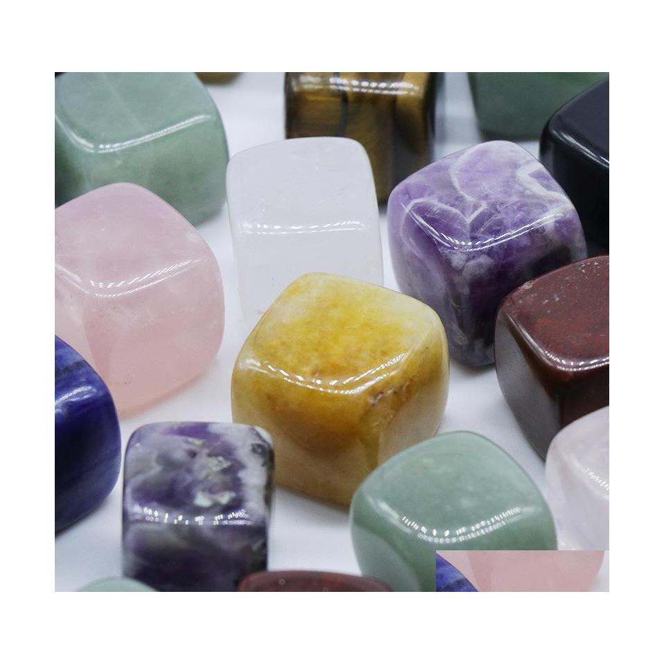

Stone 16Mm Cubic Block Statue Natural Carved Decoration Quartz Hand Polished Healing Crystal Reiki Trinket Gift Room Ornamen Luckyha Dhuyv