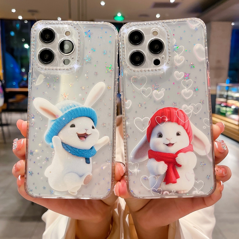 

Cute Rabbit Bling Diamond Cases For Iphone 14 Plus Pro Max 13 12 11 Luxury Soft TPU Bling Rhinestone Glitter Stars Shinny Starry Fine Hole Clear Gel Phone Back Skin, Pls let us know the color u want