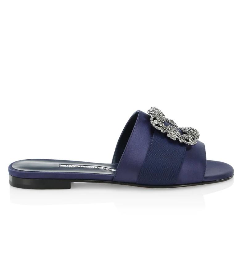 

Summer brand women slipper sandal flats manolo- flat satin martamod sandals with Crystal buckle pink blue white black luxury design box size 35-43