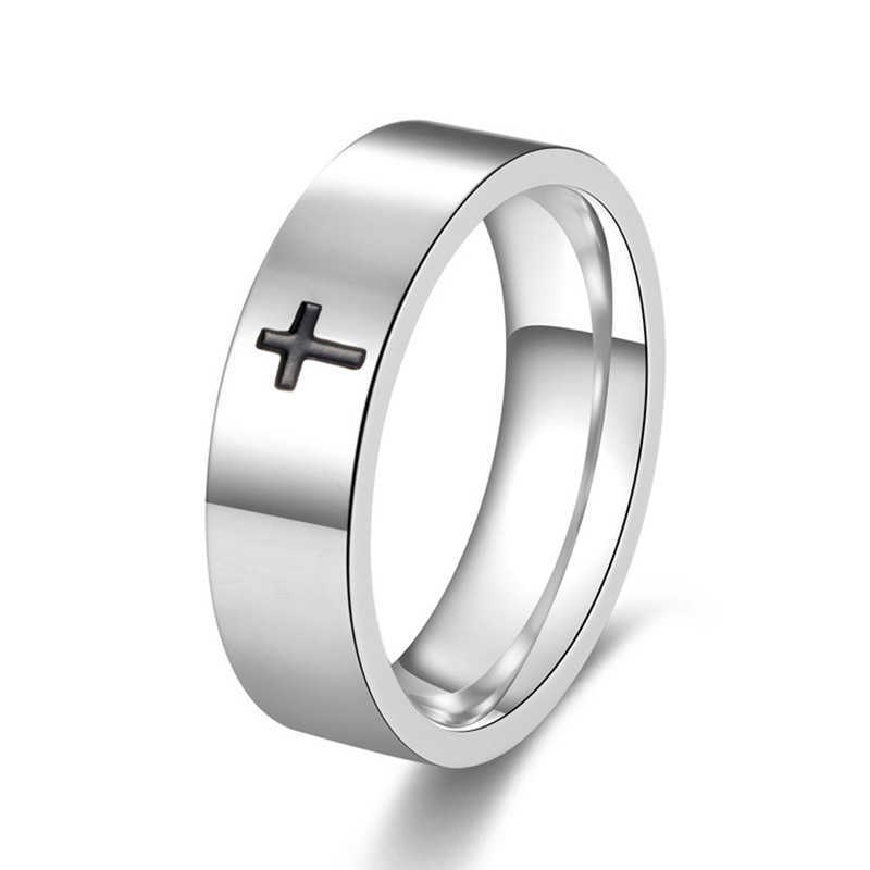 

Popular fashion jewelry creative ins cross religious titanium steel ring