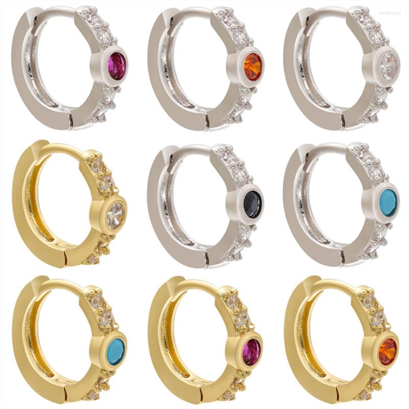 

Hoop Earrings Stud-earrings For Women Lady Gold Silver Color Brass Jewelry Paved Zircon Charms High Quality Accessories Perforated Ear Clip