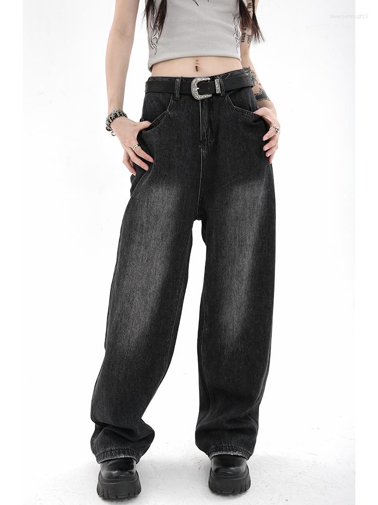 

Women' Jeans Harajuku Fashion Y2k Women Streetwear Casual Baggy Straight High Waist Mom Denim Oversize 90s 2023, Black