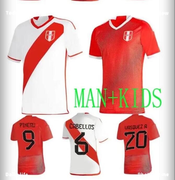 

Peru soccer jerseys home away 2023 Seleccion Peruana Cuevas PINEAU CARTAGENA football shirt JERSEY white red man set top quality, Black