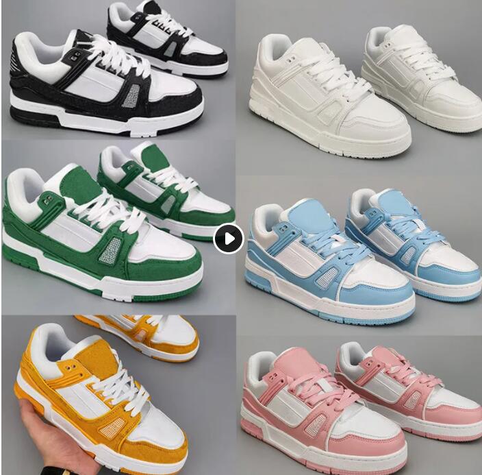 

2023 Couple Sneakers Sneakers Designer Virgil Calfskin Leather Abloh white green red and blue lettering covered platform low outdoor walking