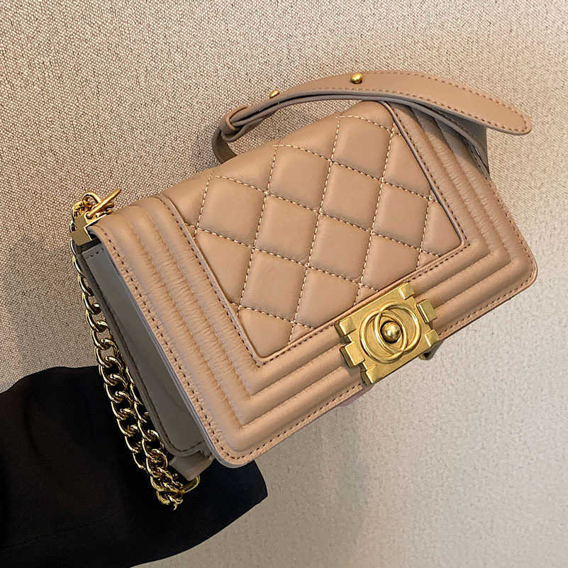 

handbag 2023 hand fashionable new This year's popular for women fashion versatile diamond chain one shoulder messenger bag, Khaki8