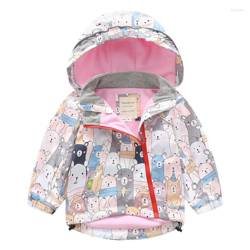 

Jackets Style Spring Autumn Child Kid Clothes Baby Girls Cartoon Double-Deck Windproof Waterproof Outwear Inner Polar Fleece, As shown