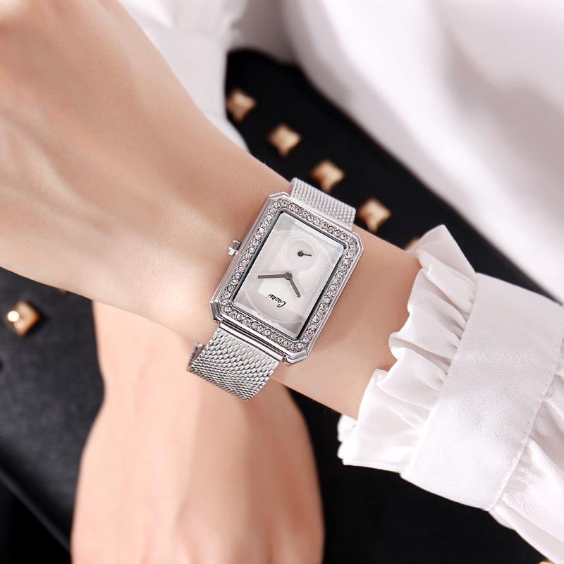 

Wristwatches Cacaxi Brand Ladies Watch Fashion Korean Stainless Steel Belt Simple Diamond Square WatchWristwatches, Sb2021102829-4