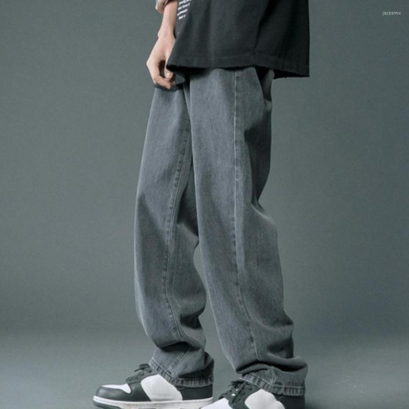 

Men's Jeans Men Pants Mid Rise Cool Wide Leg Retro Straight Baggy For Daily Wear, White