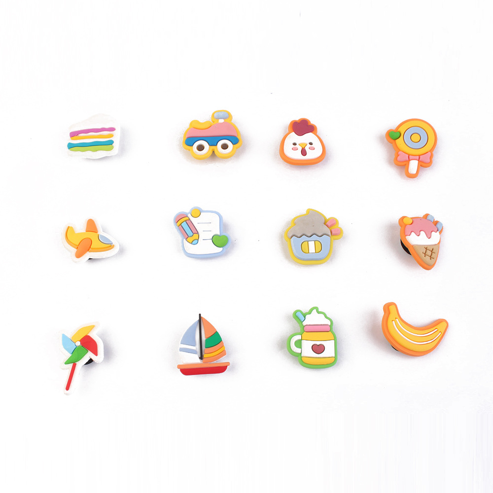 

30 50 100PCS PVC Buckle Clog Croc Jibz Chips Cocktails Bubble Tea Pizza Coffee Macarons Ice Cream Coconut Milk Noodles Shoe Charms