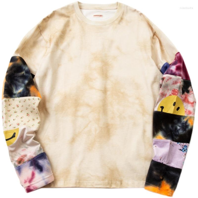 

Men's Hoodies Kapital Man Hirata HohiroJapanese Multi Material Patchwork Washed Tie Dyed Pullover Long Sleeved Men's And Women's, Pink