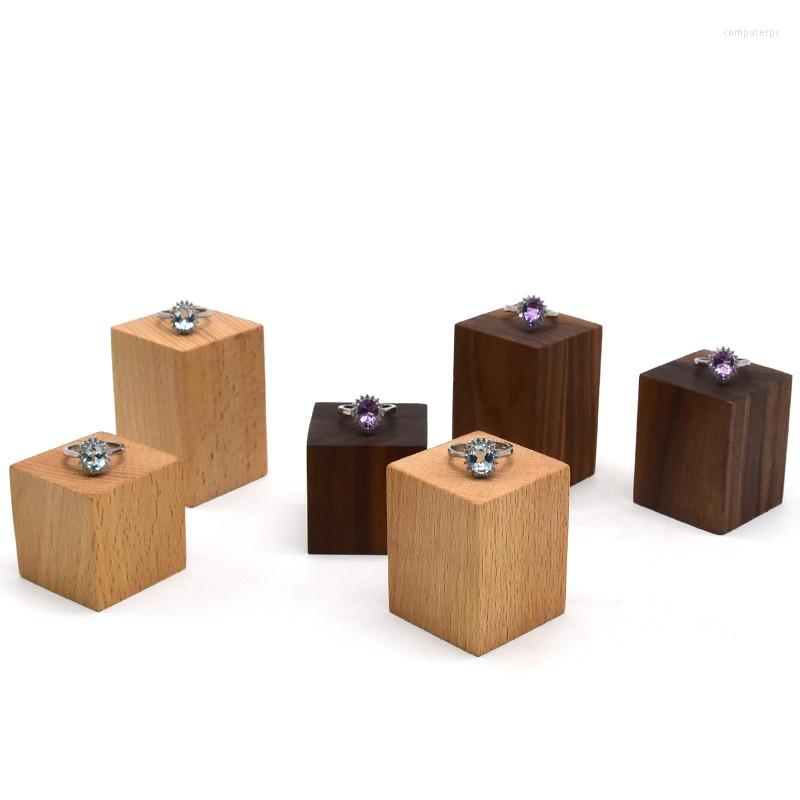 

Jewelry Pouches Vintage Beech Wood Display Blocks Earrings Holder Ring Jewellery Riser