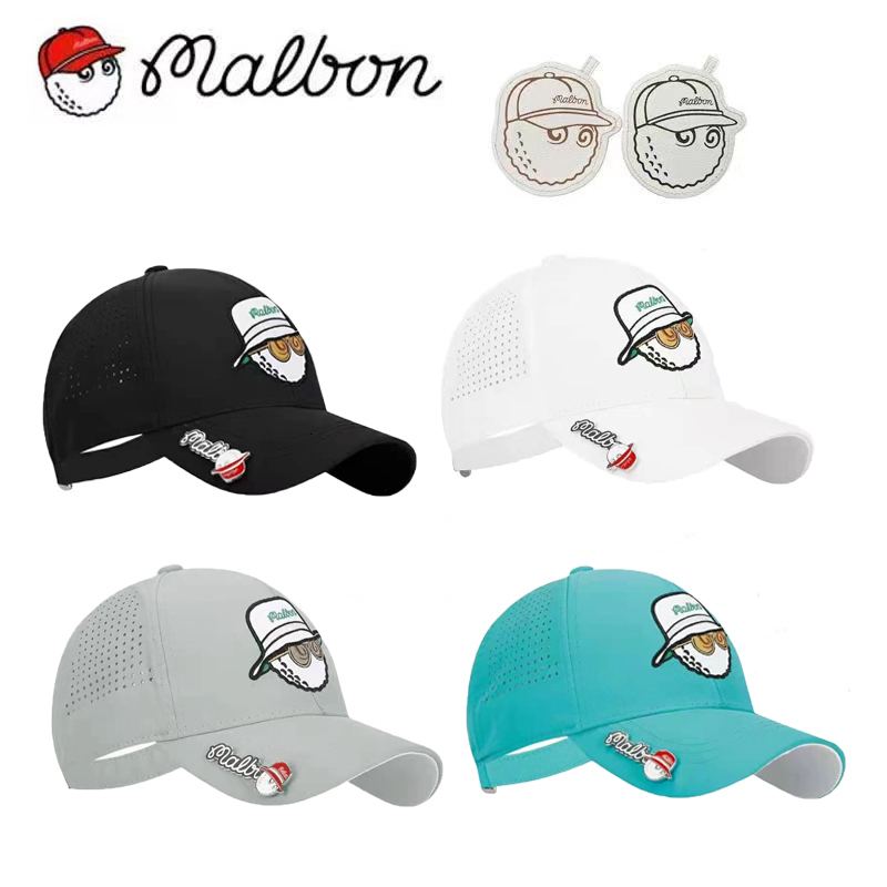 

Ball Caps MALBON sun protection sports golf hat With mark Golf Cap 230220, White