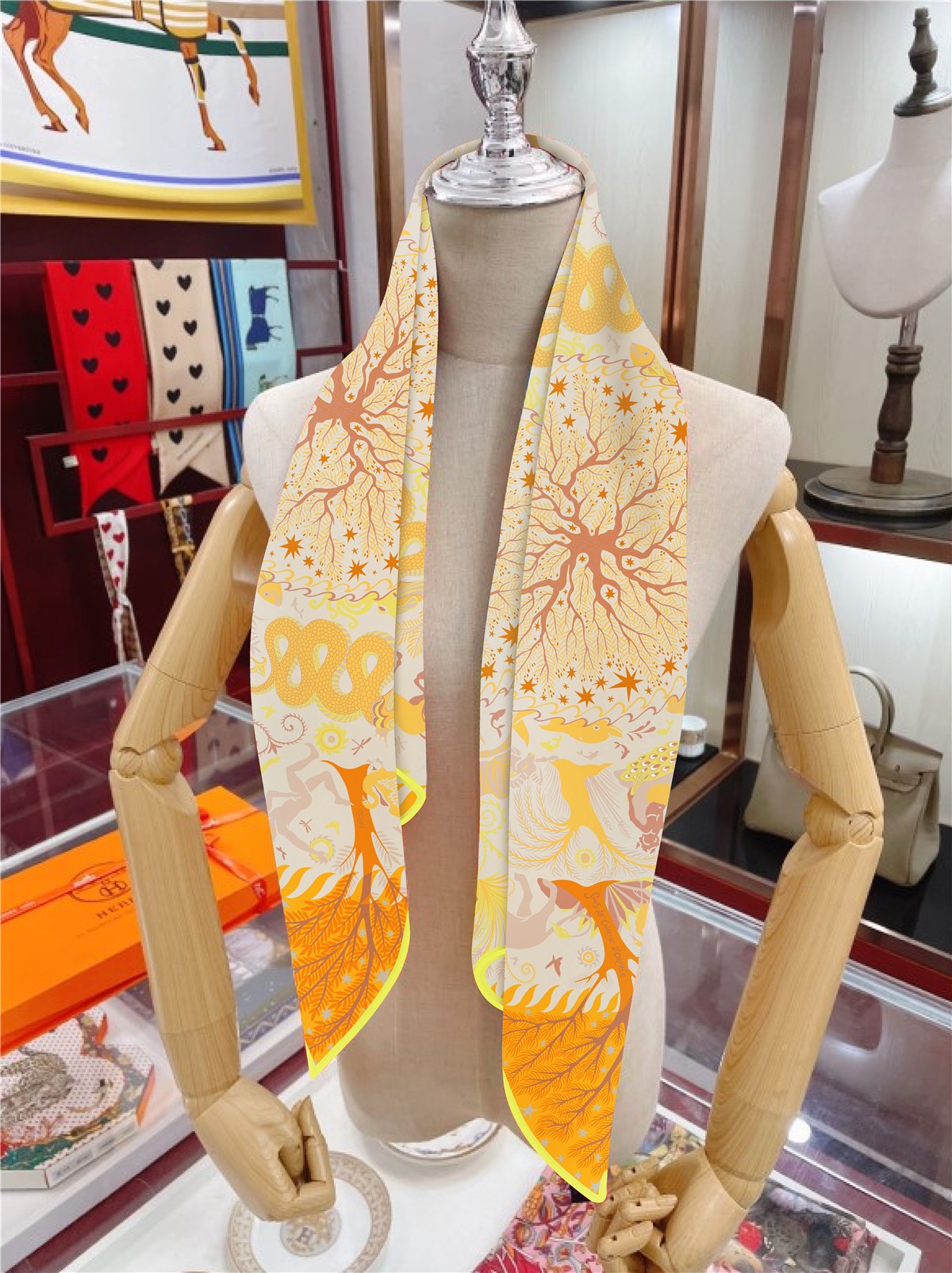

Classic scarf printed alphabet scarfs luxury 100% silk twill square scarves for ladies 90x90cm