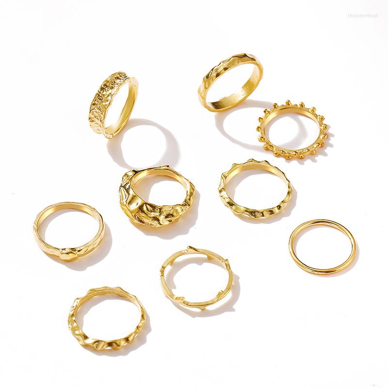 

Cluster Rings 12 Pcs/Set Punk Metal Irregular For Women Ladies Hip Hop Twisted Chain Knuckle Ring Party Finger Bands Jewelry