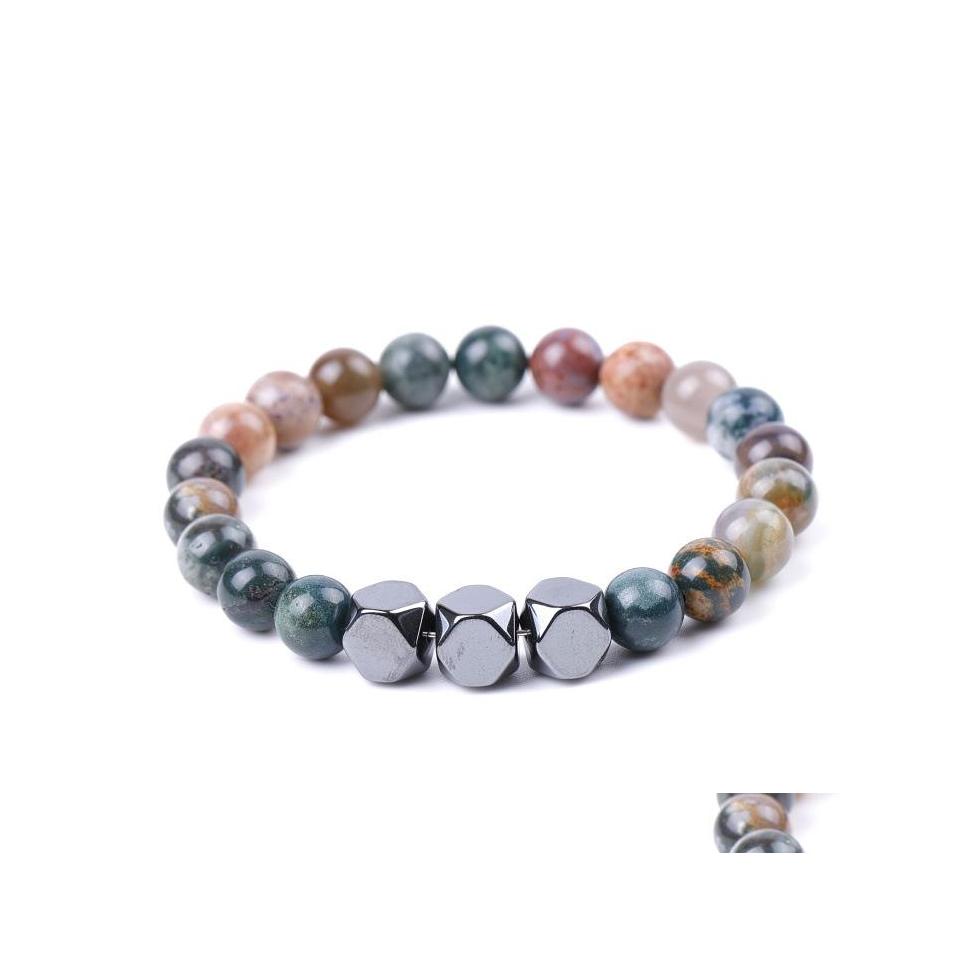 

Charm Bracelets Lover Men Handmade Hematite 8Mm Buddha Indian Agate Stone Bracelet Beads Summer Women Jewelry Gift Drop Delivery Dhizt
