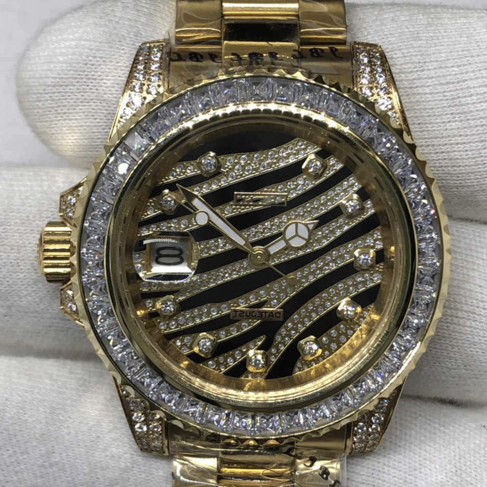 

Wristwatches Luxury Custom Bling Iced Out Watches White Gold Plated Moiss anite Diamond Watchess 5A high quality replication Mechanical CS4A, Fangshi leopard print