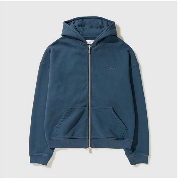 

Good Quality Blue Zipper Fashion Hoodie Men Embroidered Coats Patchwork Capsule Women Hoodies