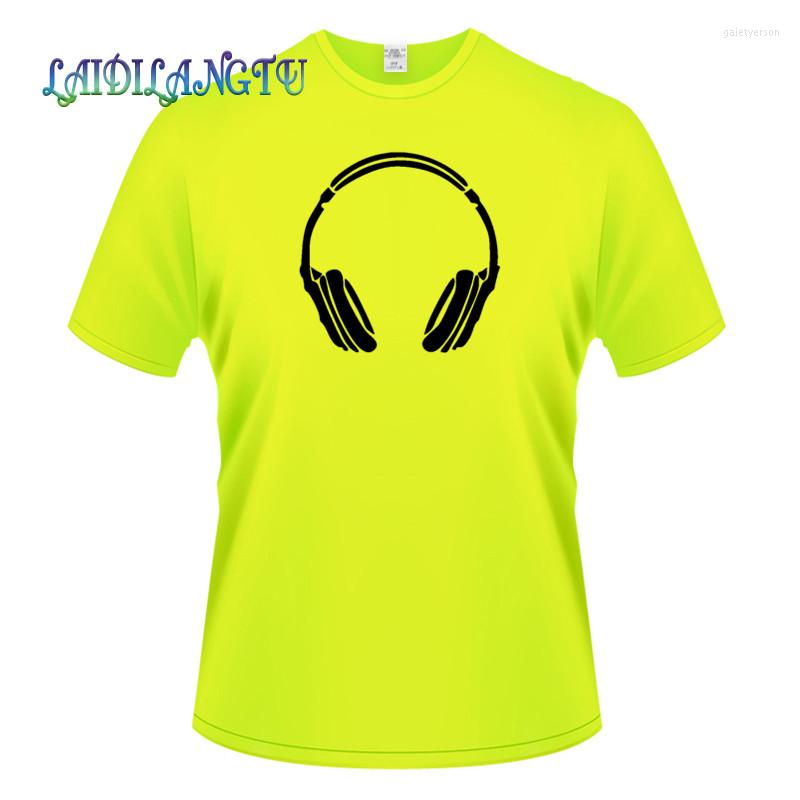 

Men's T Shirts Mens Fashion DJ Music Headphones Short Sleeve Shirt Men Cotton O-neck Summer Clothing Casual T-shirt, Black
