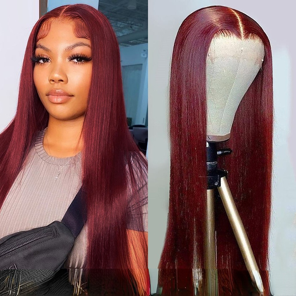 

Peruvian Straight Hair Lace Front Wig Human Burgundy Pre-Plucked Colored Lace Front Human Hair Wigs for Women, Others color