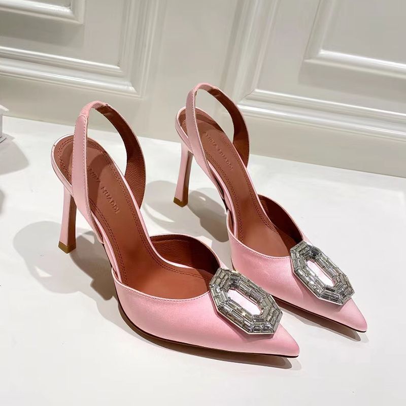 

Stiletto heel Dress Shoes Amina muaddi Womens Sandals Crystal Rhinestone Button slingbacks Satin 10.5cm High Heeled Sandal Factory shoe 35-42, Teal