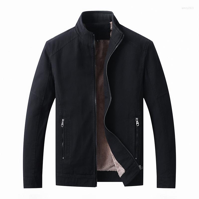 

Men's Jackets SUPUSCREAT Winter Men's Cotton Jacket Warm Fleece Business Solid Color Casual Stand-up Collar Parker Thick Coat, Black