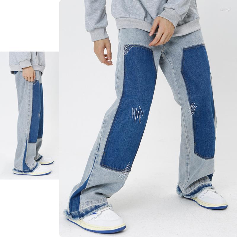 

Men' Jeans 2023 Y2k Baggy Pants Men' Ins Straight Tube Slim Fitting Panel Drop Feeling Wide Leg Mopping Spring, Blue