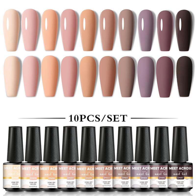 

Nail Gel MEET ACROSS Polish Set Nude Pink Glitter Varnishes Soak Off UV LED Semi Permanent Art Base Top Coat Need, Q17386 q17387