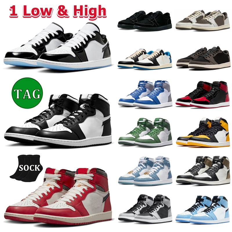

1 High 85 Black White Men Basketball Shoes 1s Low Black Phantom Reverse Mocha Concord Chicago Lost and Found Patent Bred True Blue Women, 11