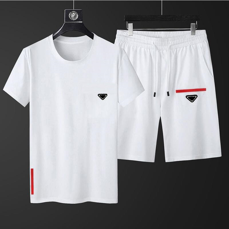 

P-ra Summer High Quality Designer Mens Tracksuits Sets Jogger Sweatshirts Sports Shorts Suit Men Women Short Sleeve T-Shirt Board Shorts Casual Set, P-4
