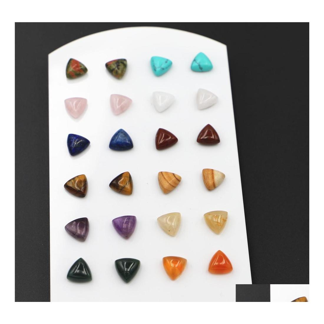 

Stud Simple Trendy Geometric 10X10Mm Natural Stone Rose Quartz Earrings Triangle Mix Color For Women Fashion Cute Small Wholesale Dr Dh1G4