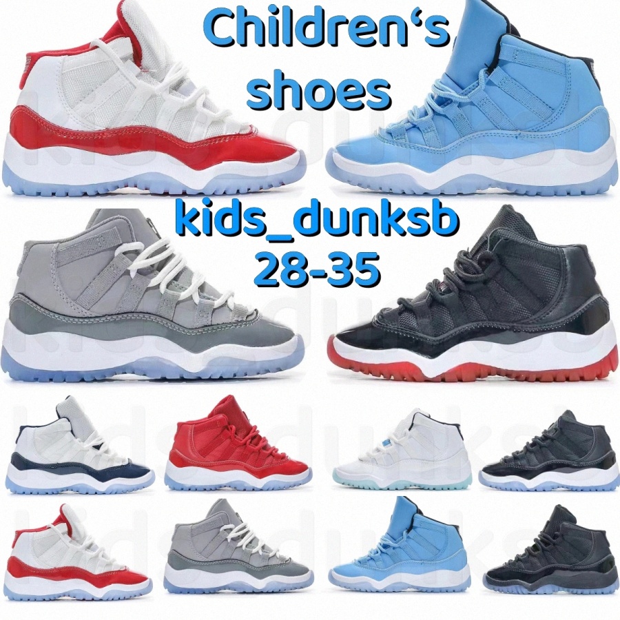 

Cherry 11s Basketball Children Shoes Grey Red Youth toddler Gamma Blue Concord trainers baby boys girls sneakers Shoe 3433#, 010