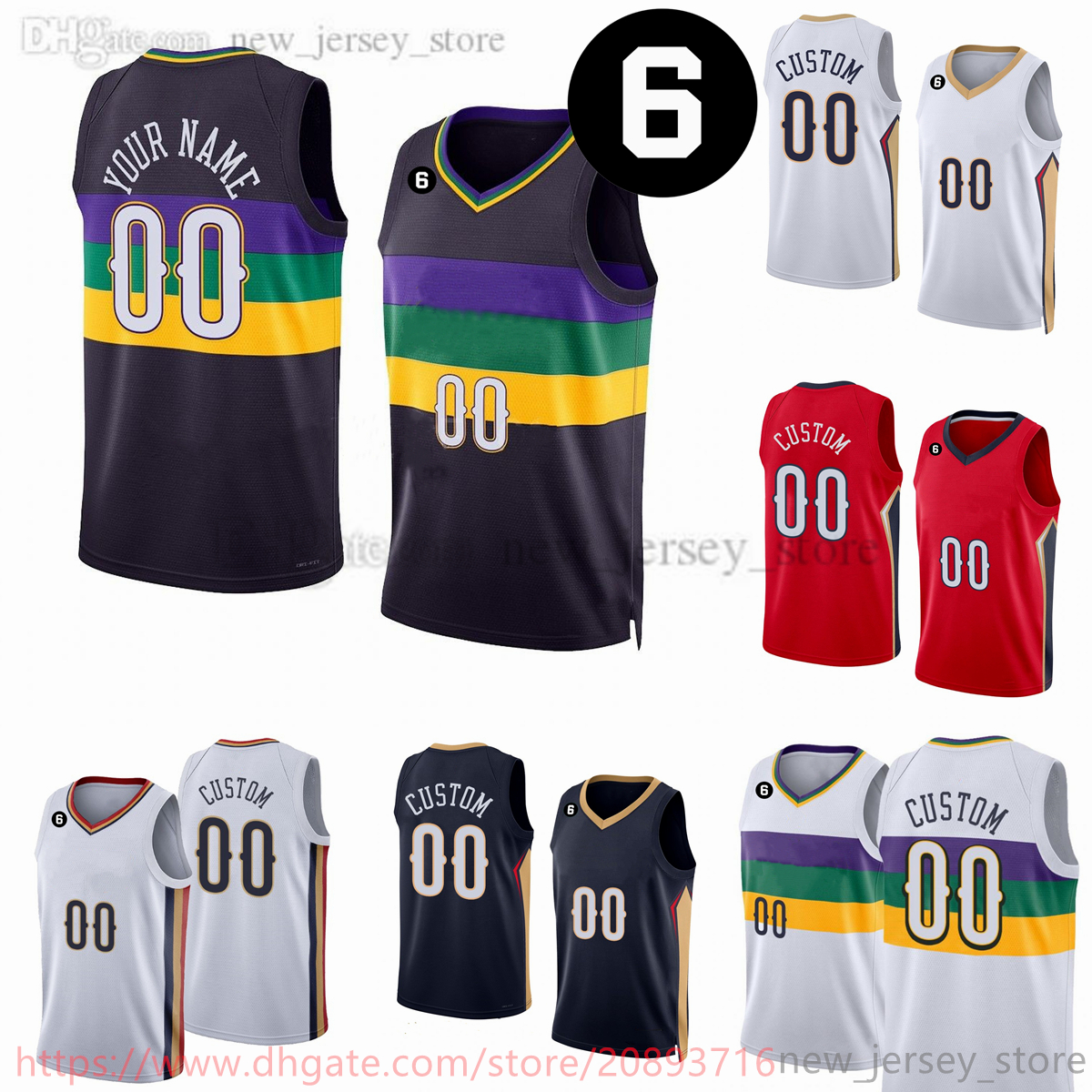 

Custom 2023 New Printed Basketball Jerseys 22 Larry Nance Jr. 2 Josh Richardson 10 Jaxson Hayes 41 Garrett Temple Willy Hernangomez Herbert Jones Naji Marshall 6 patch, Printed (with team logo)