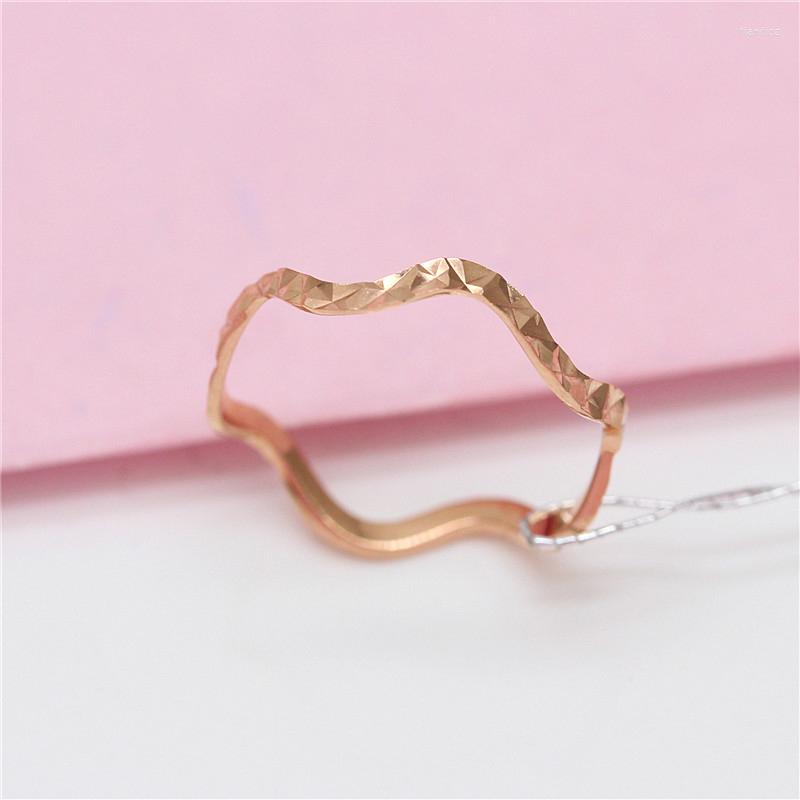 

Cluster Rings 585 Purple Gold Simple Wavy For Women Opening Shiny 14K Rose Stacked Design Party Jewelry Decoration