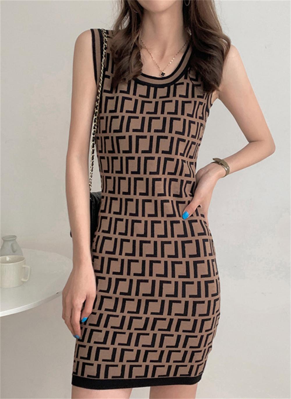 

Designer Women' Printing Dresses Fashion Panelled Dress Womens Casual Sleeveless Long-skirts Vintage Blouse Long-skirt Lady Outwears Tops Size -2Xl, Khaki