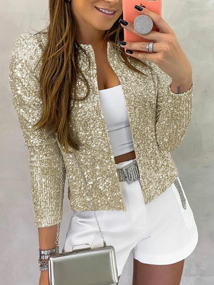 

Women's Jackets Long Sleeve Open Front Sequin Coat Tops For Women, Red
