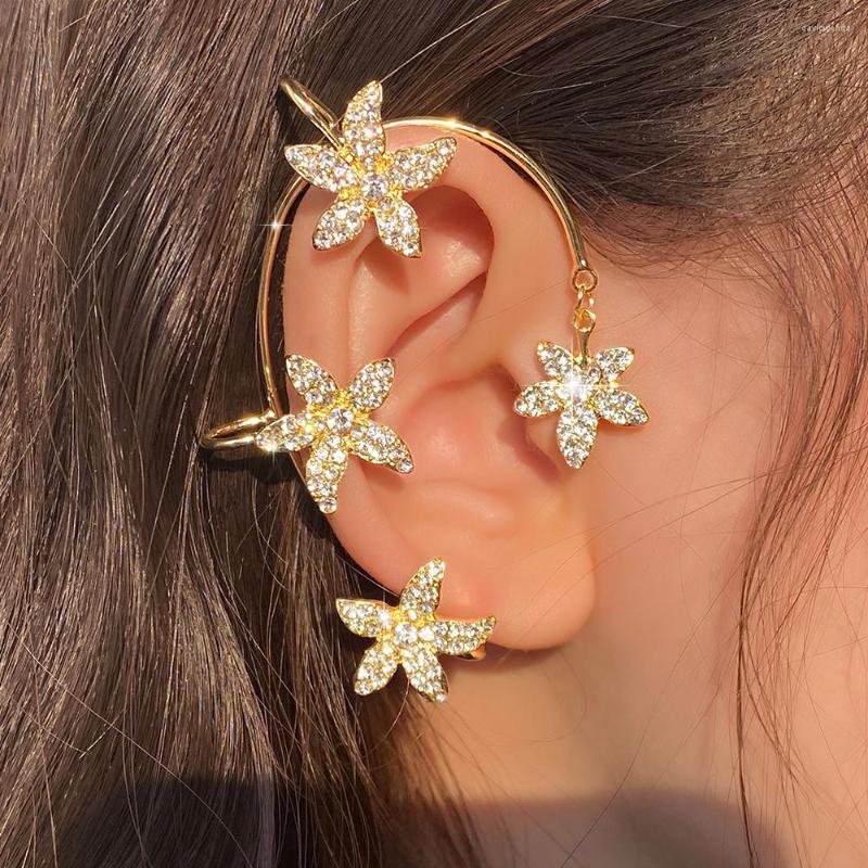 

Hoop Earrings ALIUTOM Non-Piercing Cartilage Ear Cuff Flower Leaf Design Zircon Golde Color Clip Earring For Women Girls Wedding