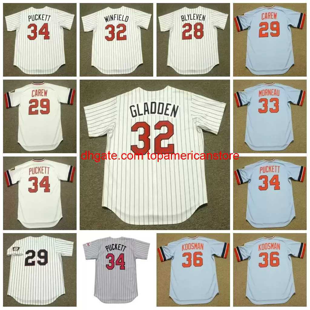 

Vintage Baseball Jersey 28 BERT BLYLEVEN 1987 29 ROD CAREW 1969 32 DAN GLADDEN 1991 33 JUSTIN MORNEAU 34 KIRBY PUCKET, 34 kirby puckett 1991 gray