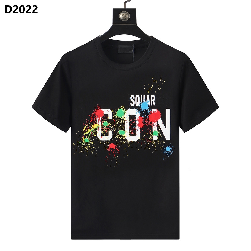 

DSQ ICON GYB Men's T-Shirts Designer Print Letter Men Tees Paris Cotton Polos man tops women clothing fashion brand T shirt d2022, Black